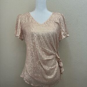 Grace Karin Sequin Tie Peplum Blouse